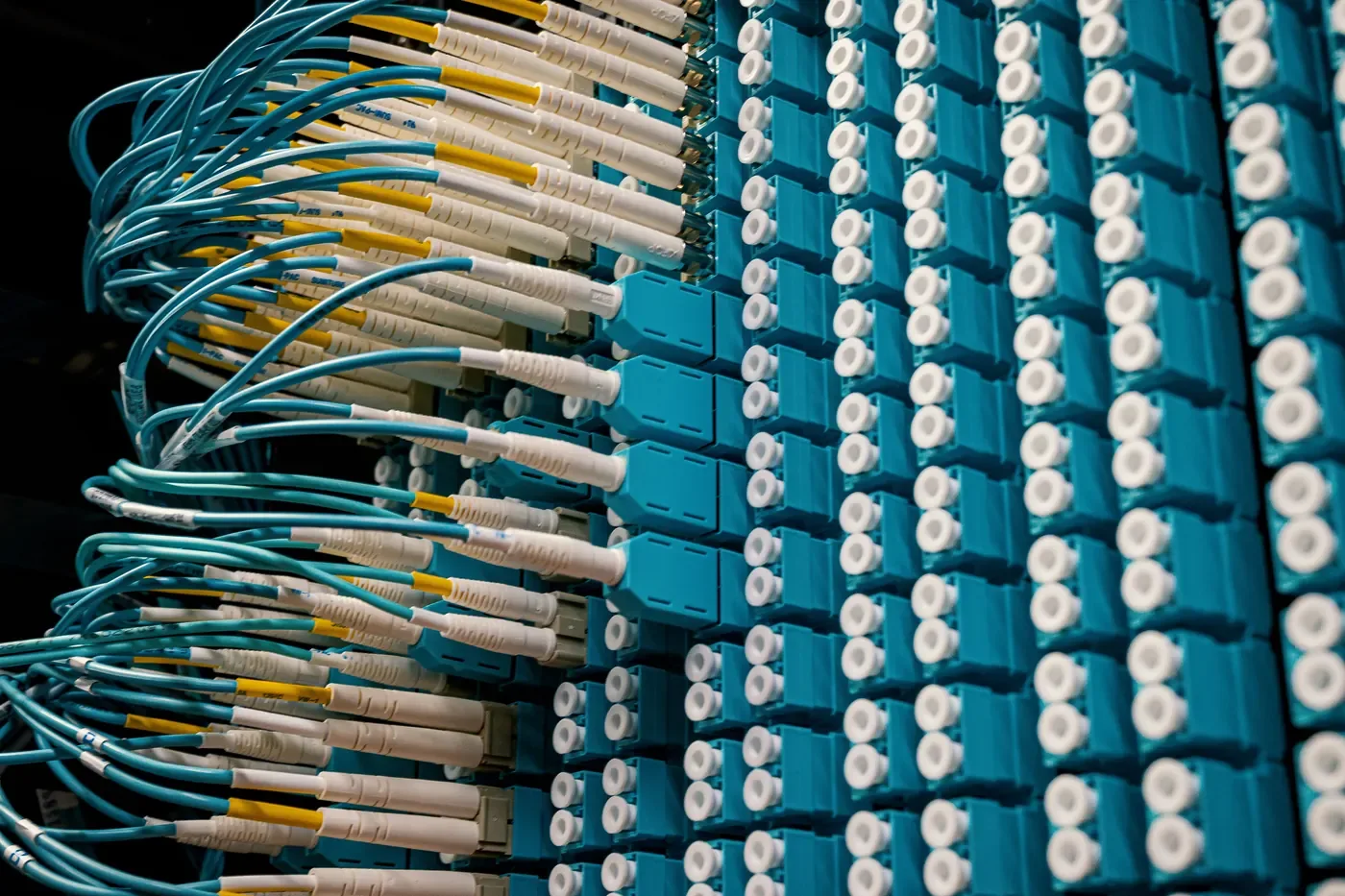 Fiber optic patch panel with connected jumpers