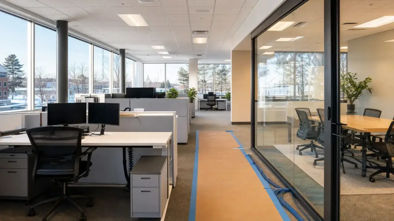 Illustration for Preparing an Occupied Office for Network Cabling Work: Access and Staff Coordination