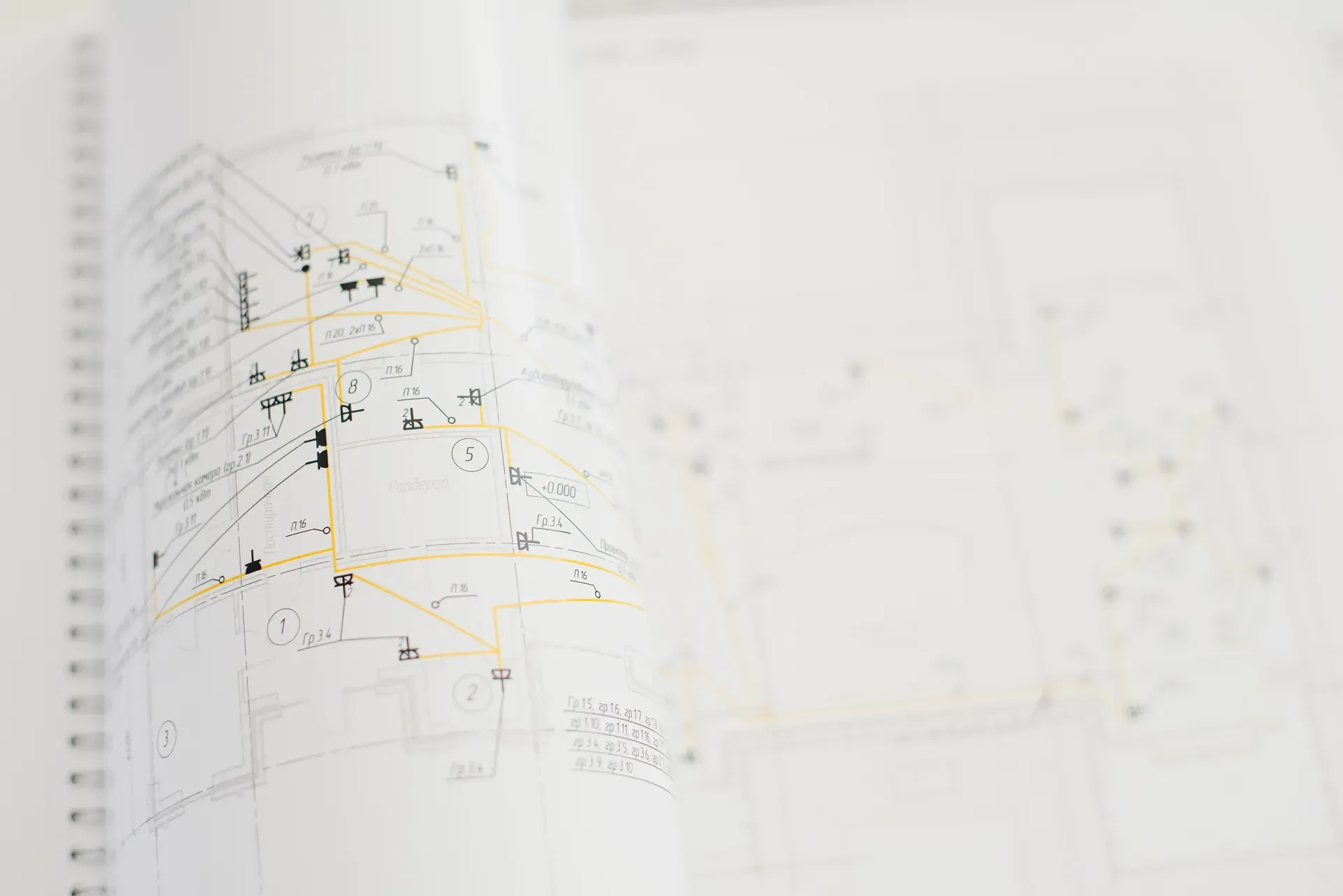 Floor plan drawing used to lay out cabling and network closets